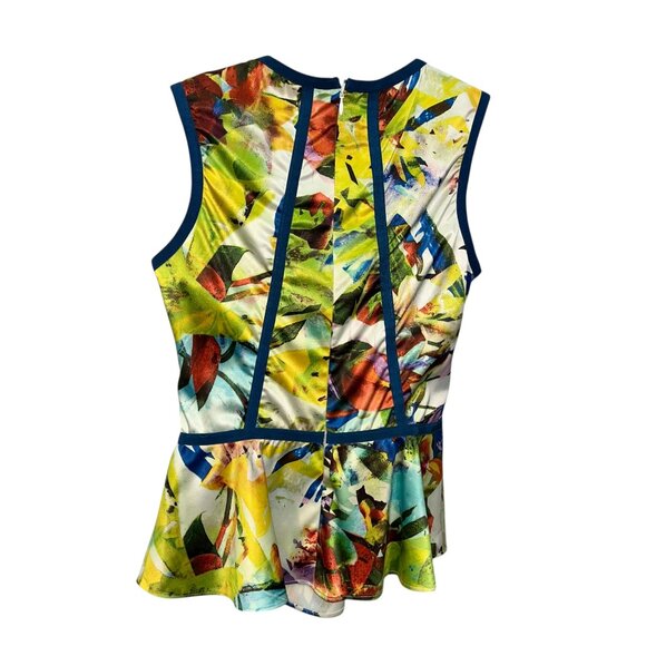 Parker NEW NWT abstract ART to wear peplum fitted zip top S $264 - Picture 4 of 4